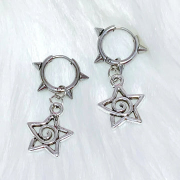 DAIIIBABYYY  -  Korean Fashion Cute Star Swirl Earrings Gothic Charms Rivet Earrings for Women Punk Grunge Jewelry Vintage Accessories Cool